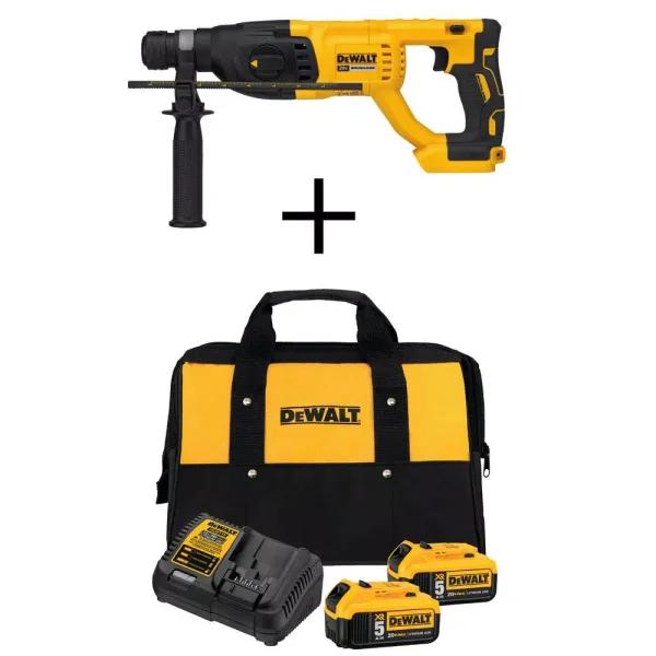 DEWALT 20V MAX XR Brushless 1 in. SDS Plus D-Handle Rotary Hammer Kit with (2) 5.0 Ah Batteries & Charger
