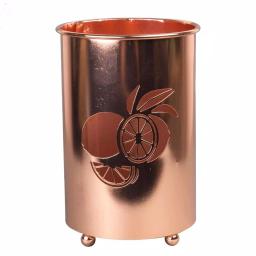 Creative Home Copper Plated Metal Utensil Holder with Laser Cut Lemon Motif Kitchen Tool Crock thumbnail 2