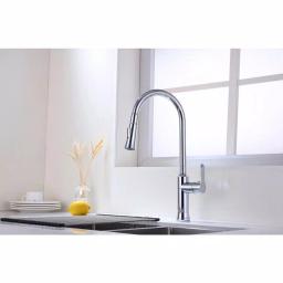 Vanity Art Chrome Single-Handle Pull-Down Kitchen Faucet with 360 Degree Swivel Spout thumbnail 6