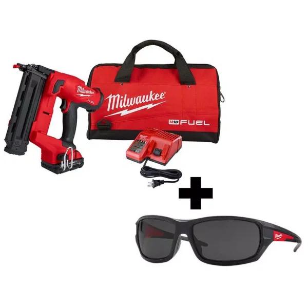 Milwaukee M18 FUEL 18-Gauge Gen II Cordless Brad Nailer Kit with Battery, Charger & Safety Glasses