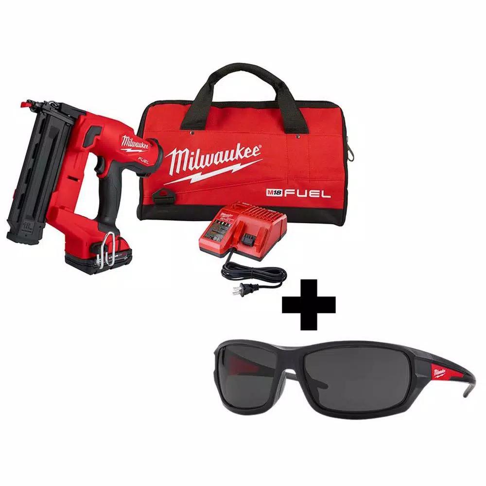 Milwaukee M18 FUEL 18-Gauge Gen II Cordless Brad Nailer Kit with Battery, Charger & Safety Glasses