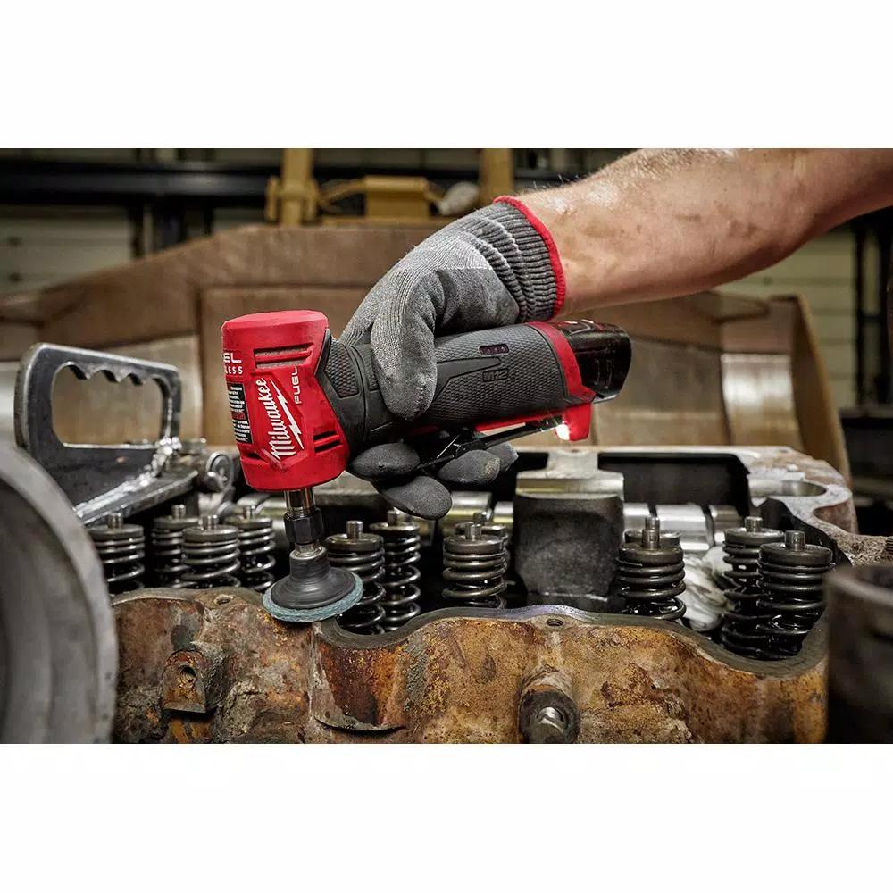 Milwaukee M12 FUEL 12V Brushless Right Angle Die Grinder Kit w/ (2) 2.0Ah Batteries
