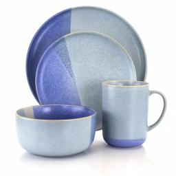 Gibson Elite Convergence 16-Piece Blue Stoneware Dinnerware Set, Service for 4 thumbnail 2
