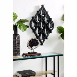 LITTON LANE Eclectic Large Black Diamond Mesh Metal Wall Sconce with Mirror Inlays thumbnail 5