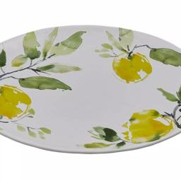 Split P Lovely Lemons Ceramic Serving Platter, 15.5 in. Round Botanical Pattern thumbnail 2