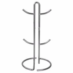 Home Basics Satin Nickel Metal Mug Tree Holder - 6 Hook Coffee and Tea Cup Display Rack thumbnail 1