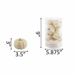 Flora Bunda 8-Piece Cream White Beaded Mini Pumpkin Set - Fall Harvest Indoor Tabletop Decor thumbnail 2