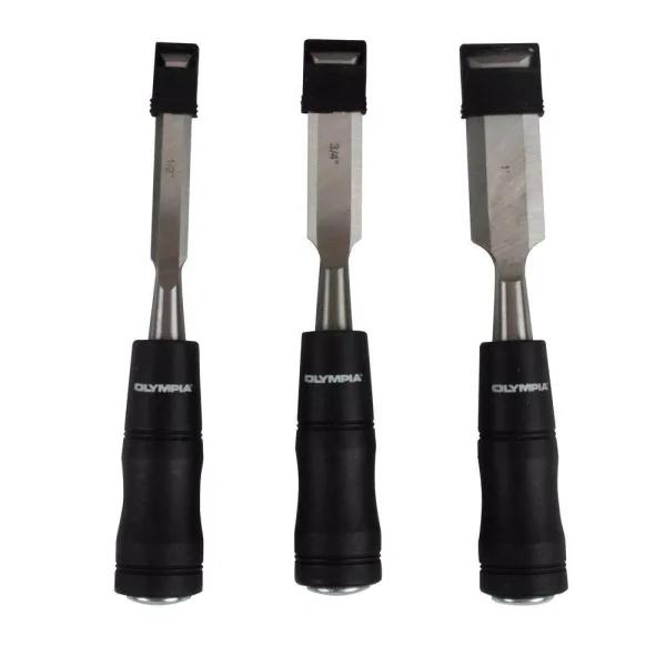 OLYMPIA Tools 3-Piece Wood Chisel Set, Hardened Alloy Steel, 1/2 in., 3/4 in., 1 in.
