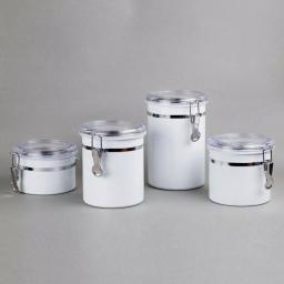 Creative Home 4-Piece White Stainless Steel Canister Set with Airtight Locking Clamp Lids thumbnail 2