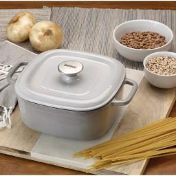 Bayou Classic 4 qt. Enameled Cast Iron Casserole Dish with Lid, Weathered Gray thumbnail 2