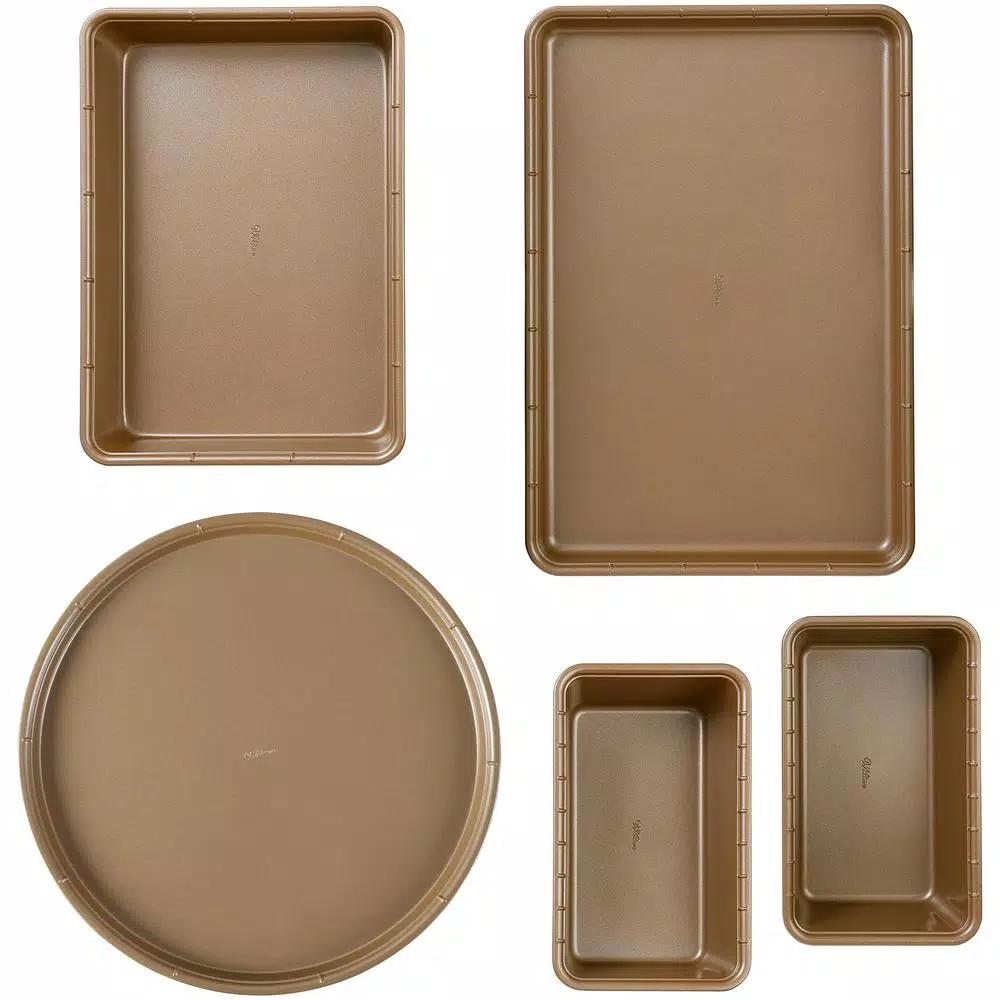 Wilton 5-Piece Ceramic-Coated Non-Stick Bakeware Set, Gold