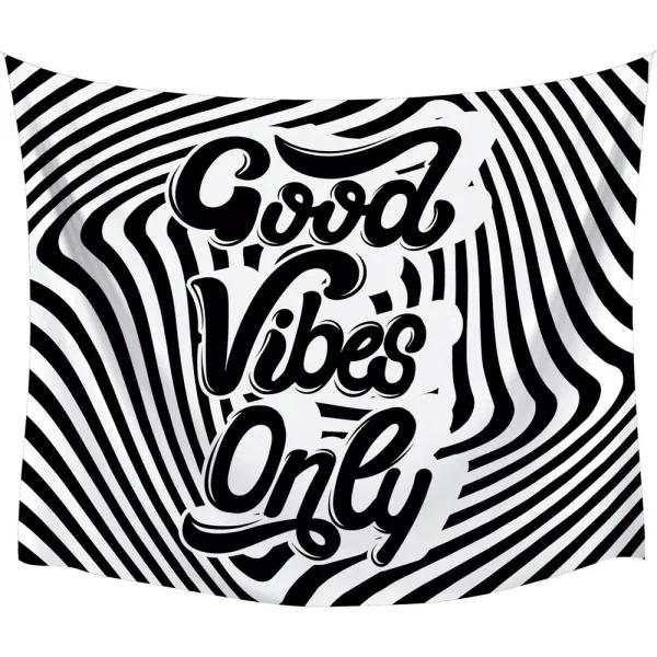 RoomMates Good Vibes Swirl Large Wall Tapestry - Black and White Modern Polyester Decor