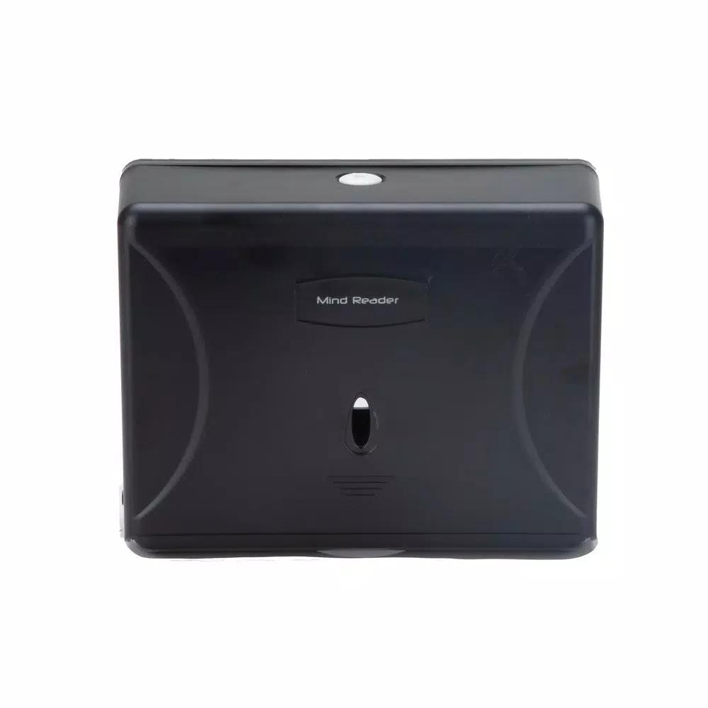 Mind Reader Wall Mounted Black Paper Towel Dispenser with Transparent Viewing Window, High Capacity ABS Plastic