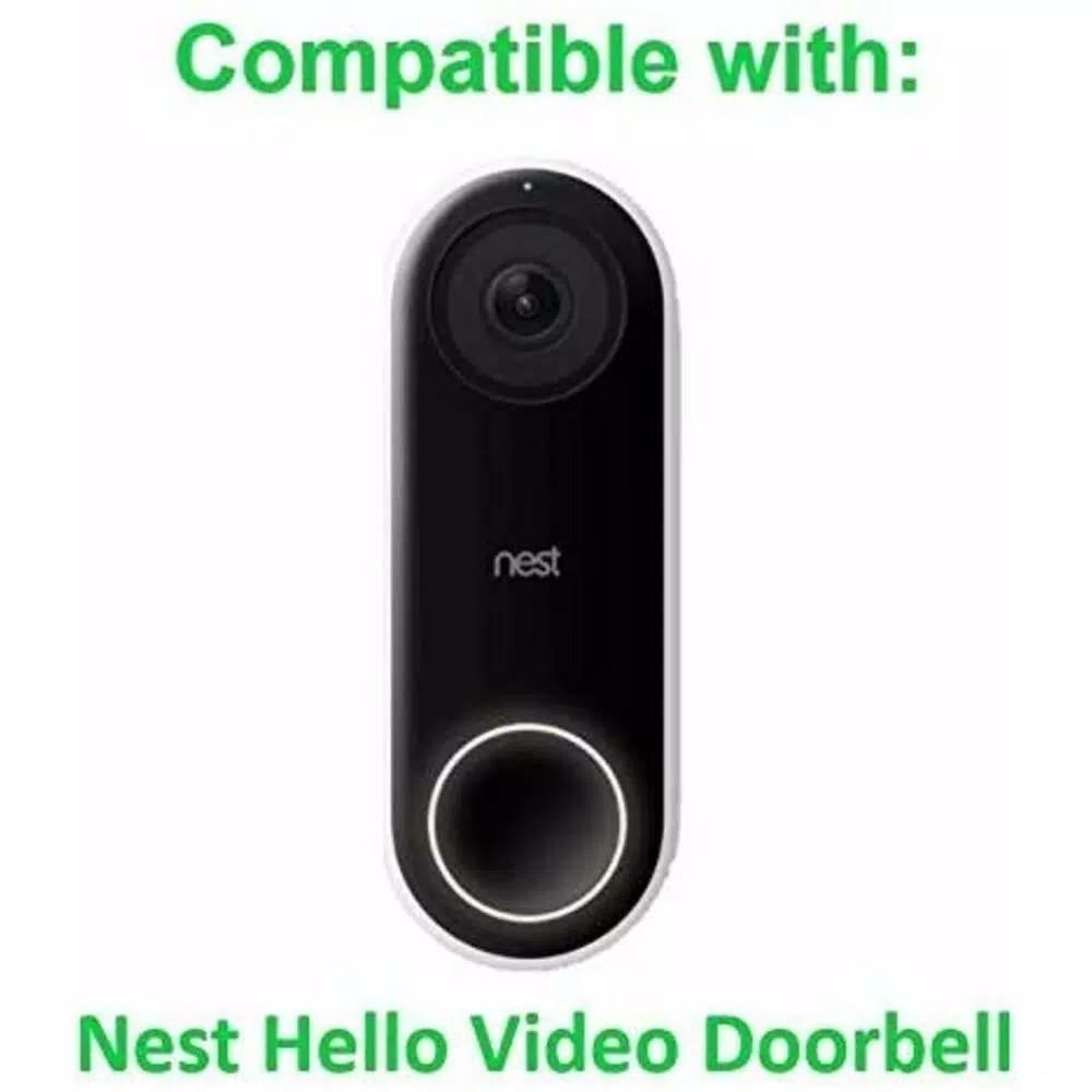Wasserstein Wall Plate and Adjustable Angle Mount Bundle for Google Nest Hello Video Doorbell, White