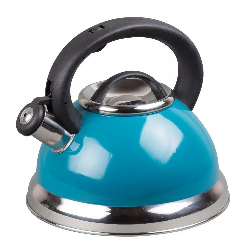 Creative Home Alexa 3.0 Qt. Stainless Steel Whistling Tea Kettle, Aqua Blue
