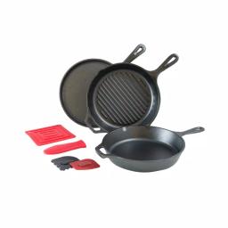 Lodge 7-Piece Seasoned Cast Iron Cookware Set with Griddle, Skillet, Grill Pan and Accessories thumbnail 1