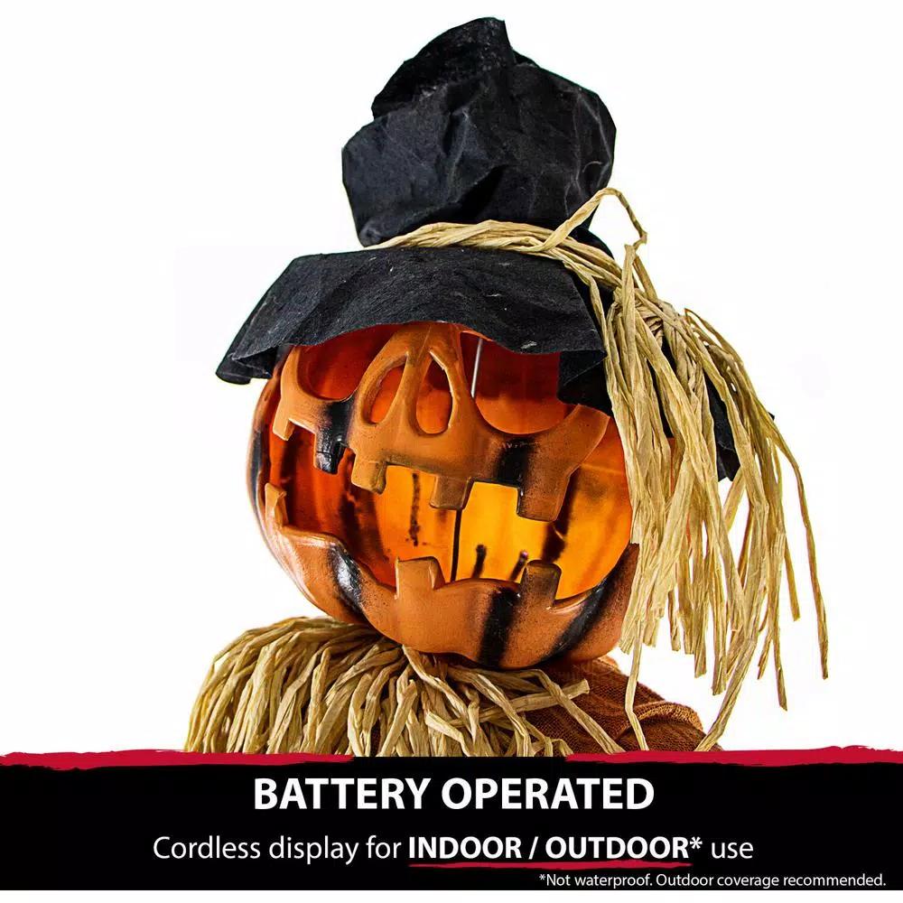 Haunted Hill Farm 6 ft. Animatronic Moaning Jack-O-Lantern Scarecrow Halloween Prop