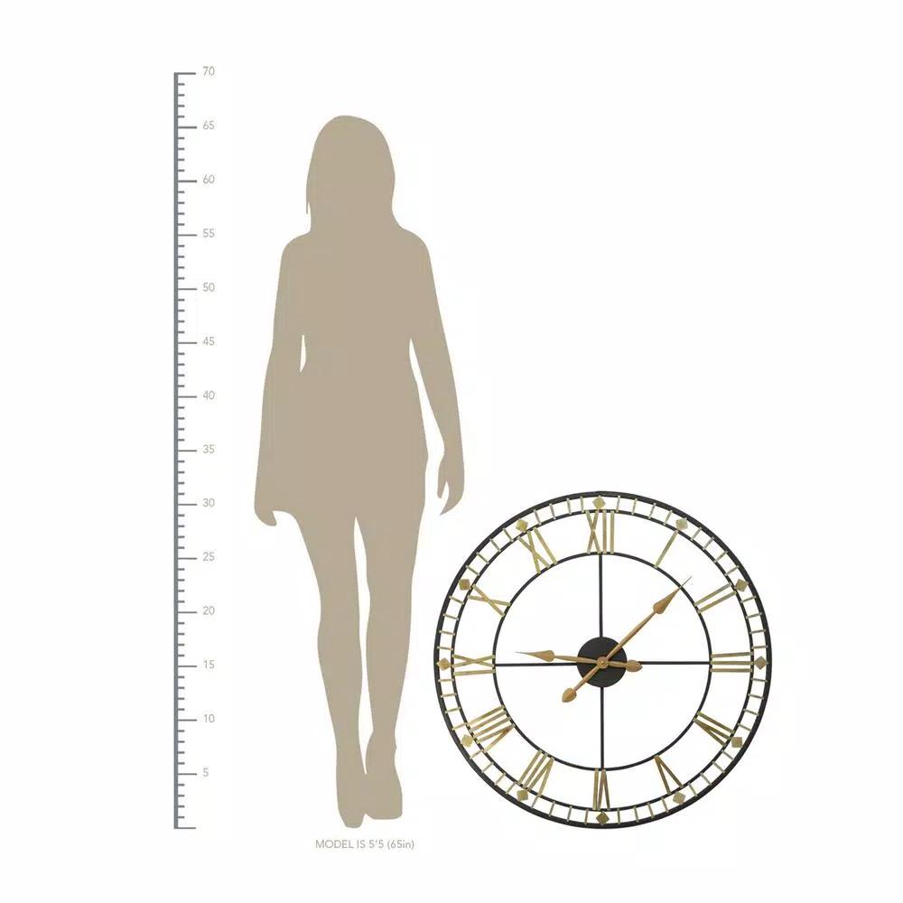 Stratton Home Decor Austin 31.5" Oversized Industrial Wall Clock - Black and Gold