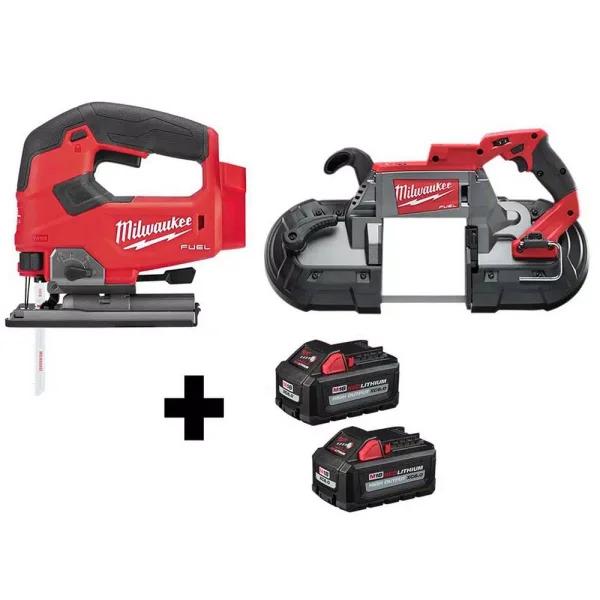 Milwaukee M18 FUEL 18V Brushless Cordless Jig Saw and Deep Cut Band Saw Combo Kit with (2) 6.0 Ah Batteries
