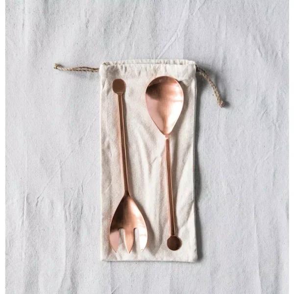 3R Studios Copper Finished 2-Piece Stainless Steel Salad Servers Set