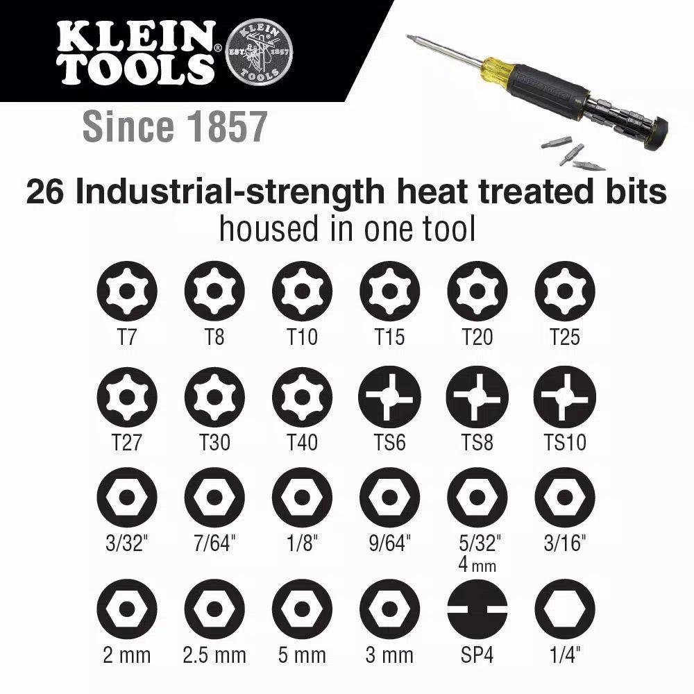 Klein Tools 27-in-1 Multi-Bit Tamperproof Screwdriver with Nut Driver