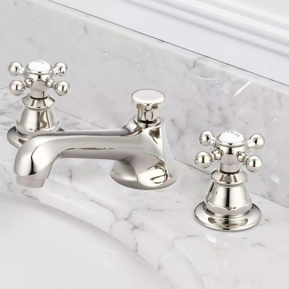 Water Creation Century Classic 8 in. Widespread 2-Handle Bathroom Faucet, Polished Nickel PVD with Pop-Up Drain