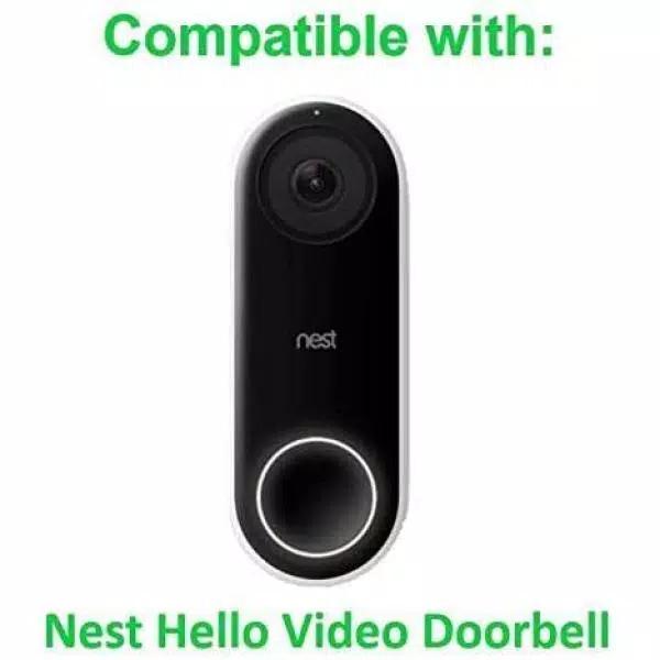 Wasserstein Adjustable Vertical Wall Mount Kit for Google Nest Hello Video Doorbell, White
