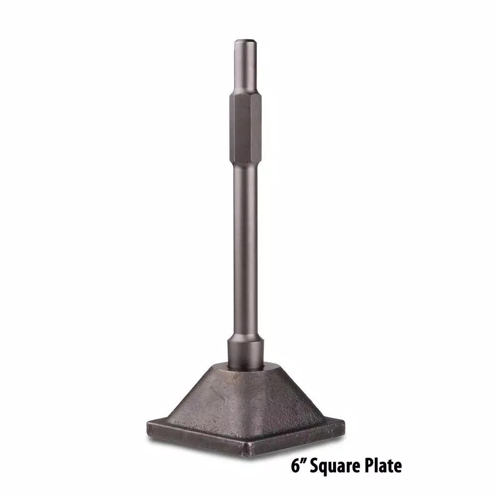 TR Industrial 6 in. x 6 in. Steel Tamper Shank and Plate for TR-100 and TR-300 Series Demolition Hammers