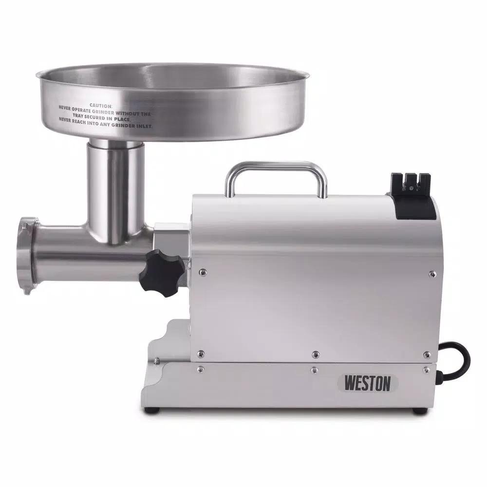 Weston Pro Series #8 0.75 HP Stainless Steel Electric Meat Grinder and Sausage Stuffer