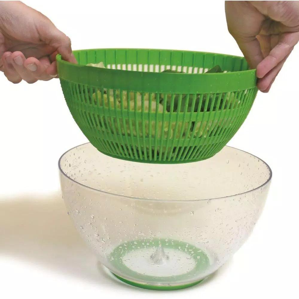 Ozeri FRESHSPIN Salad Spinner and Serving Bowl, Swiss Designed, BPA-Free, Green