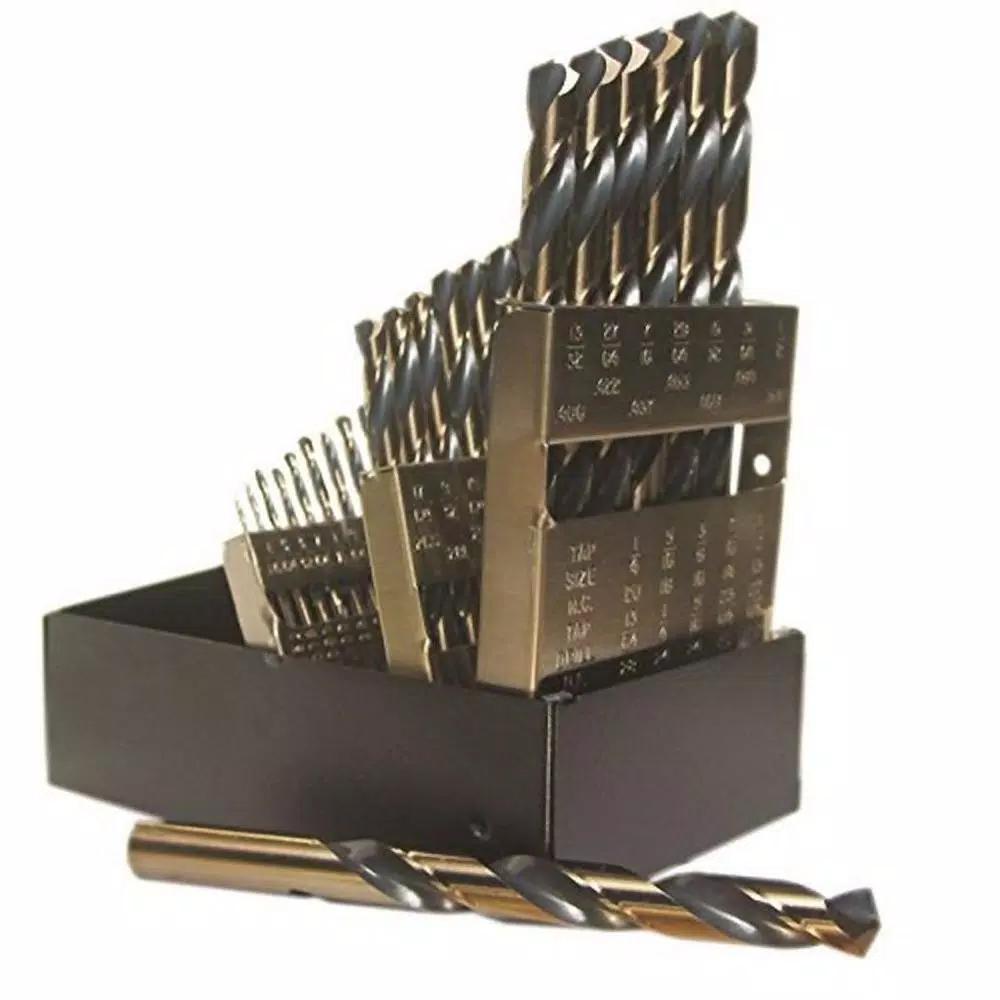 Viking Drill and Tool 29-Piece Steel Twist Drill Bit Set, 135-Degree Split Point, Reduced Shank
