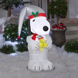 Gemmy 3.5 ft. Peanuts Snoopy and Woodstock Airblown Inflatable with Platinum Accents thumbnail 3