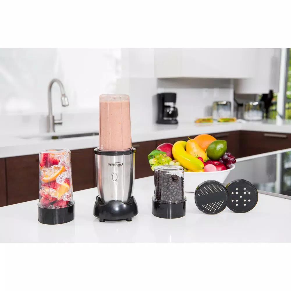 PREMIUM 9-Piece 19 oz. Personal Blender Set with Stainless Steel Blades, Silver