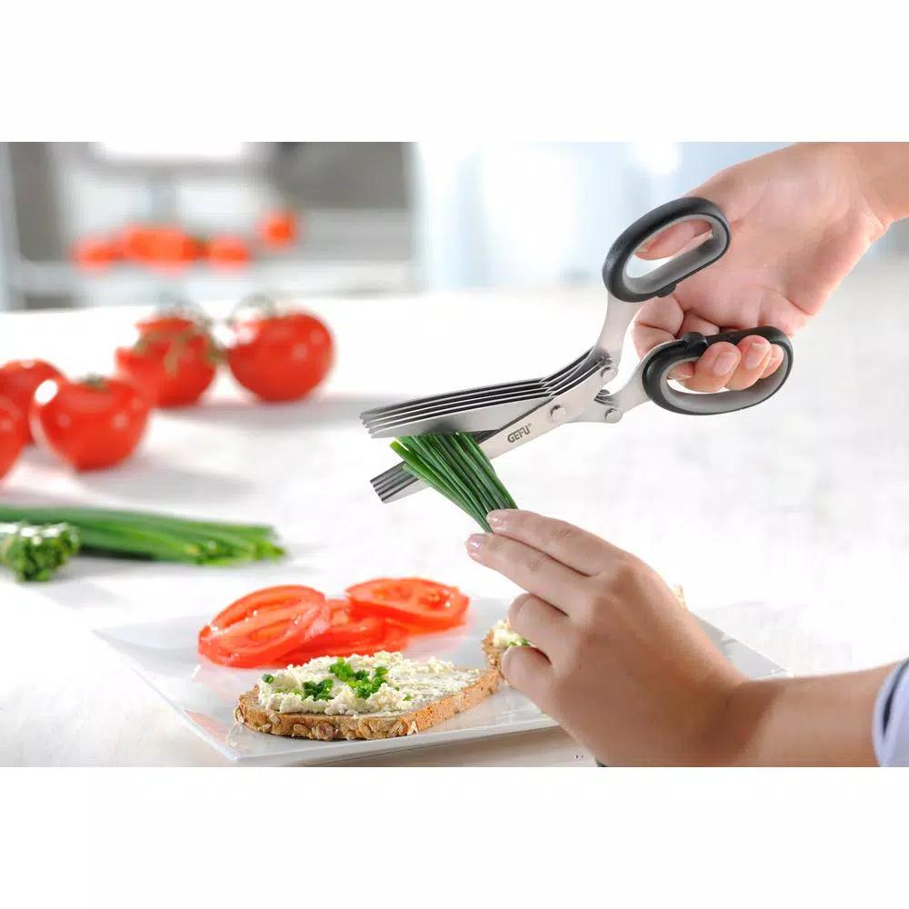 GEFU Stainless Steel Herb Scissors with 5 Blade Pairs and Cleaning Comb
