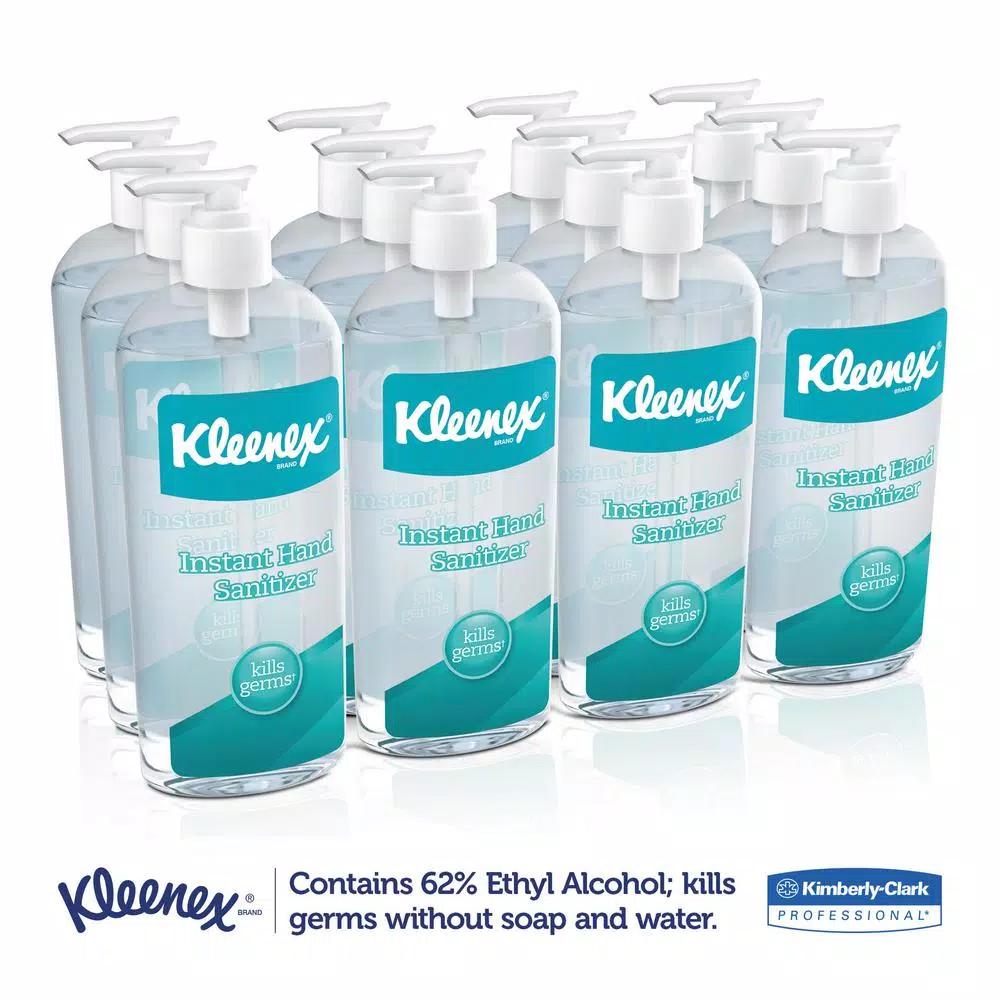 Kleenex Instant Hand Sanitizer, 62% Ethyl Alcohol, 8 oz Pump Bottle (12 Pack)