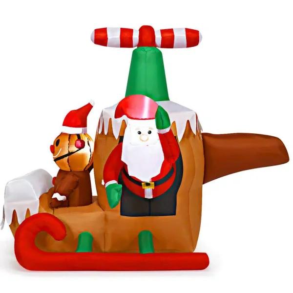 Costway 6 ft. Santa Claus Flying Airplane Inflatable Christmas Decoration with LED Lights