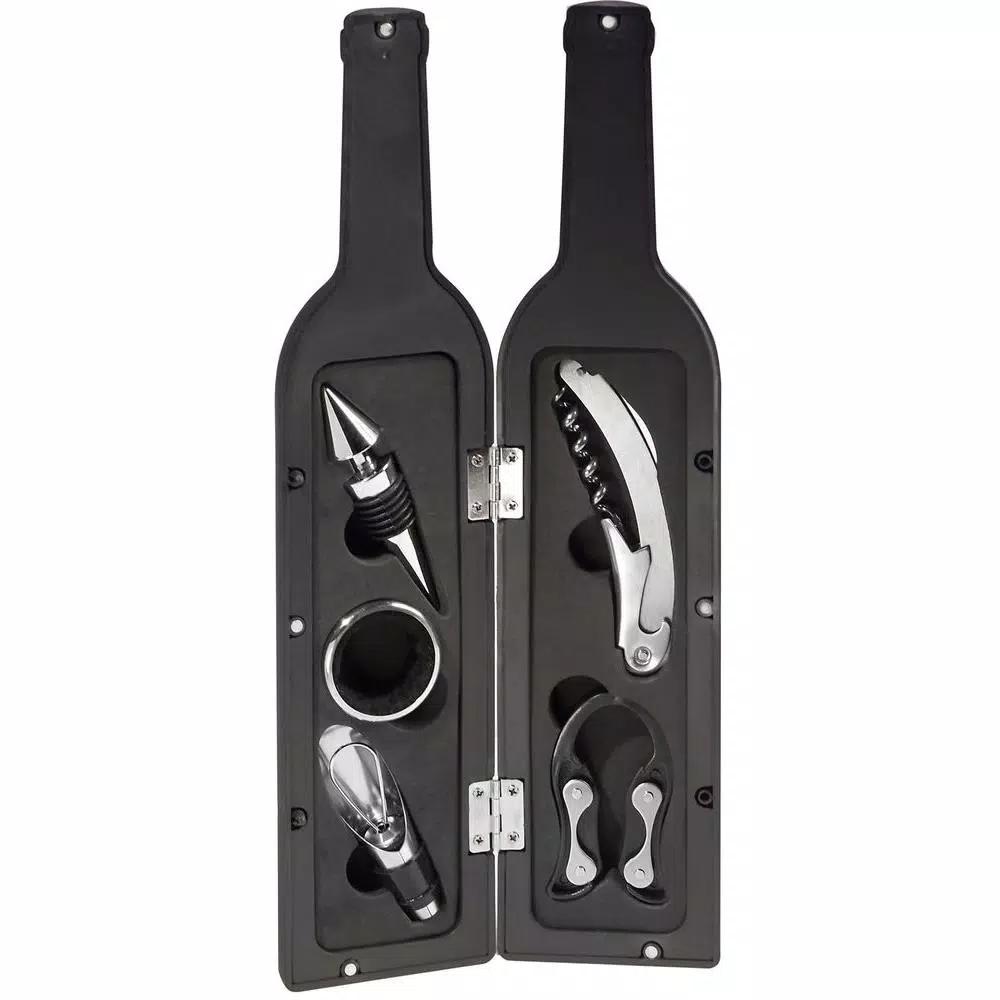 Ozeri 5-Piece Wine Accessory Set - Wine Bottle Shaped Corkscrew & Tool Kit