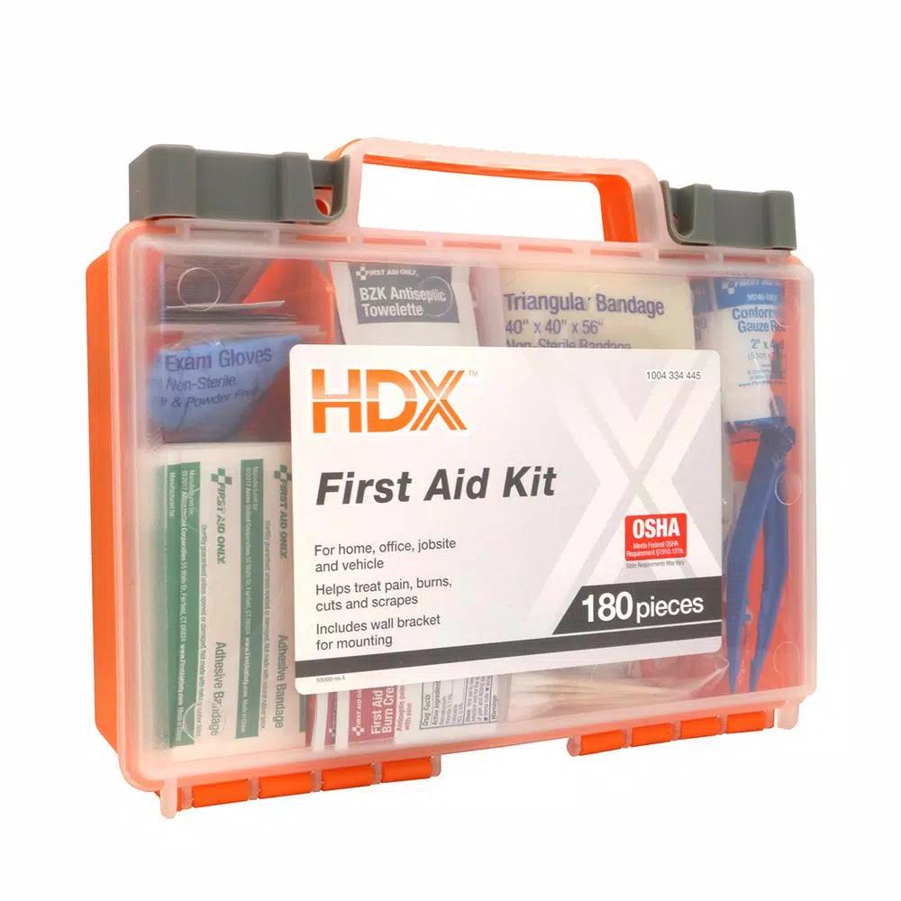 HDX 180-Piece First Aid Kit with Clear Protective Case