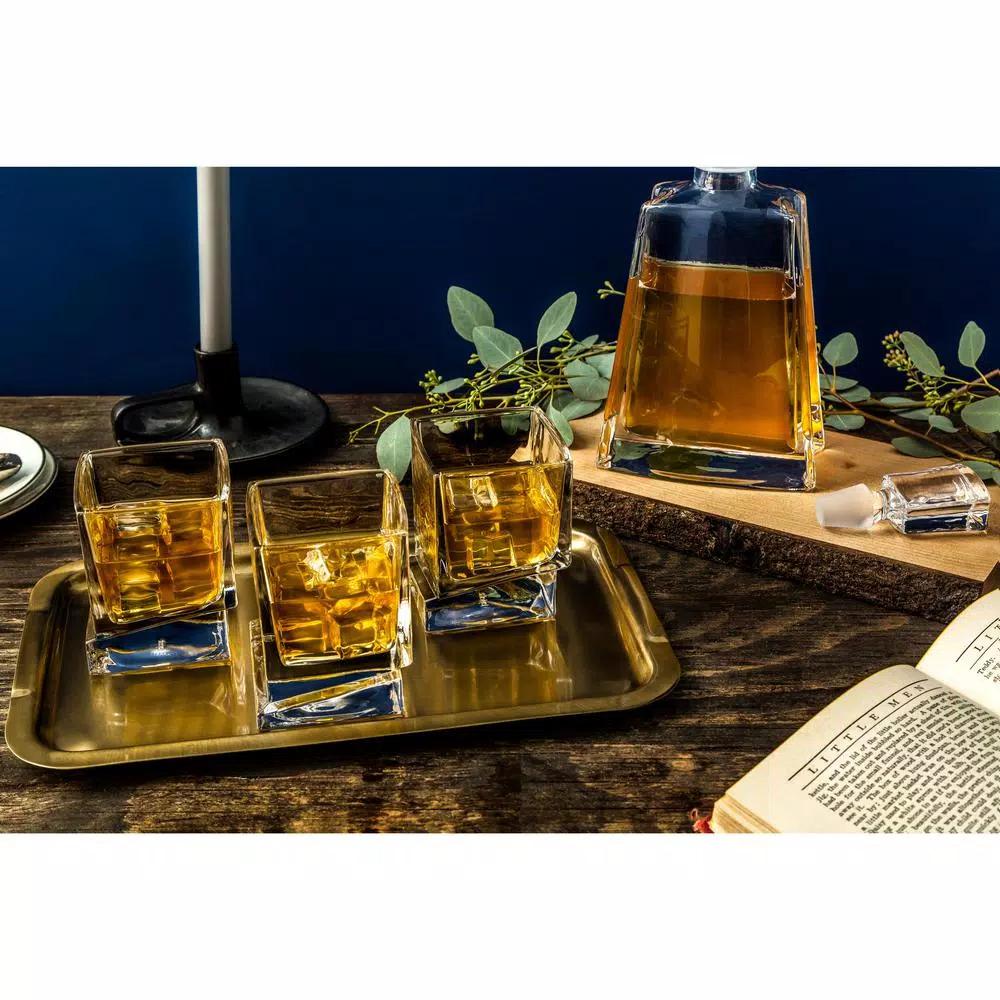 JoyJolt Carre Square 10 oz. Whiskey Glasses, Set of 4