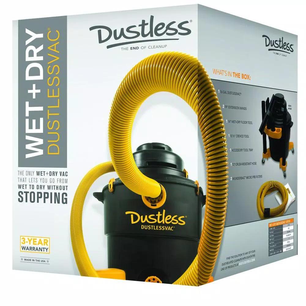 Dustless Technologies DustlessVac 16 Gal. Wet/Dry Vacuum, 11.5 Amp, 23,000 RPM