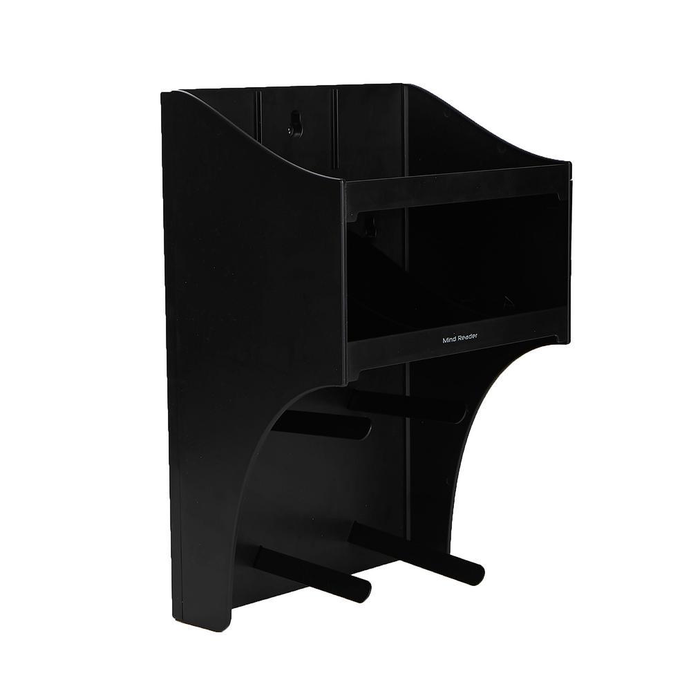 Mind Reader Wall Mount Coffee Station Organizer with 4 Mug Hooks and Heat-Resistant Pod Storage