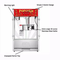 Great Northern Red Great Northern Midway Marvel Commercial Popcorn Popper - 16 oz Kettle, Stainless Steel thumbnail 4