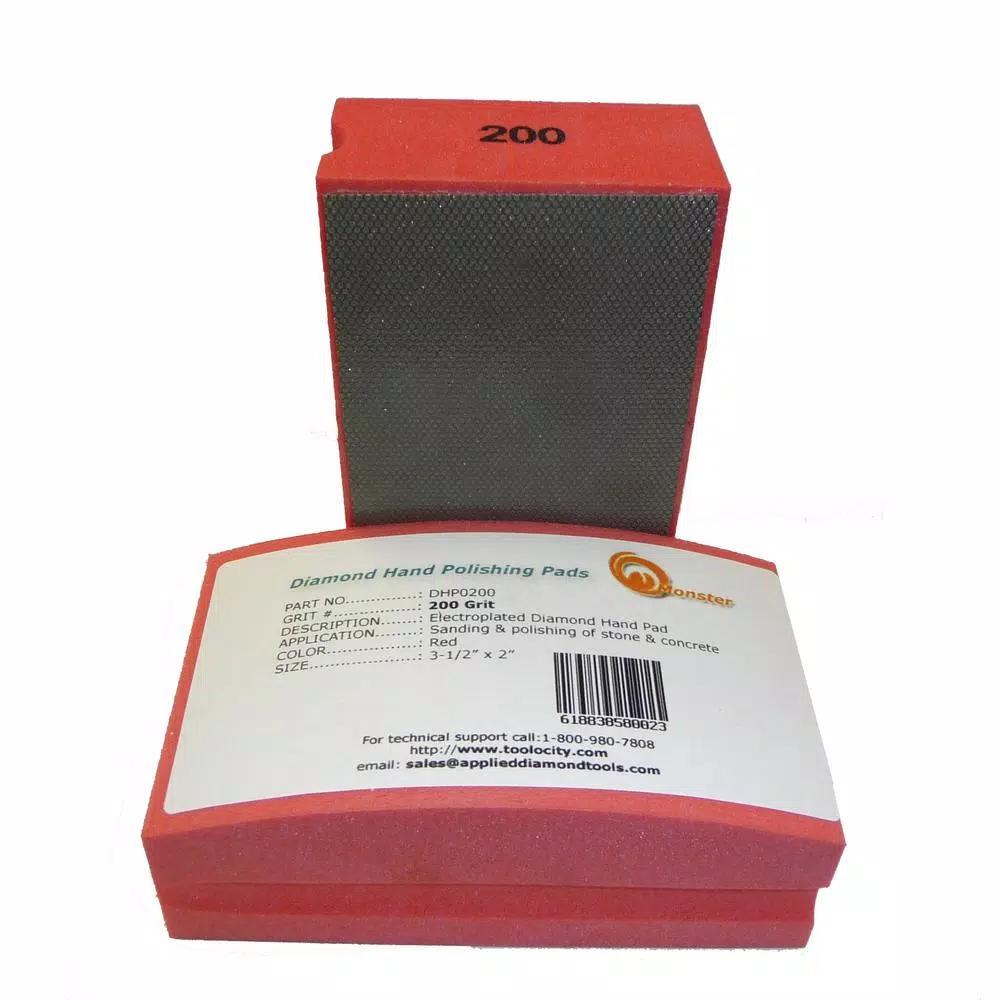 Monster Diamond 200-Grit Hand Polishing Pad Block for Granite, Marble, and Concrete
