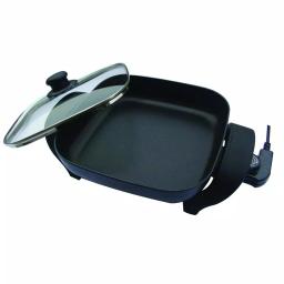 Nesco 8 in. Electric Skillet, 1800W Non-Stick Square Pan with Glass Lid, Black thumbnail 1