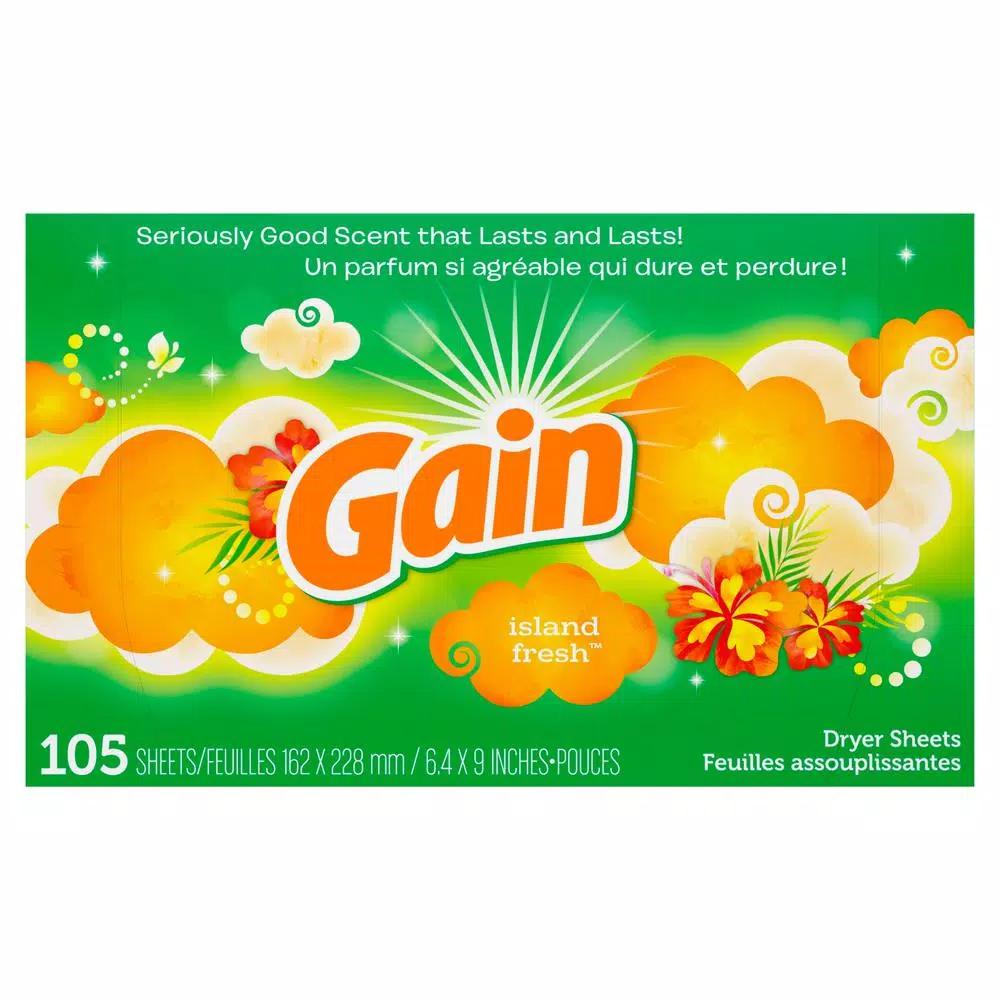 Gain Island Fresh Scent Dryer Sheets, 105-Count