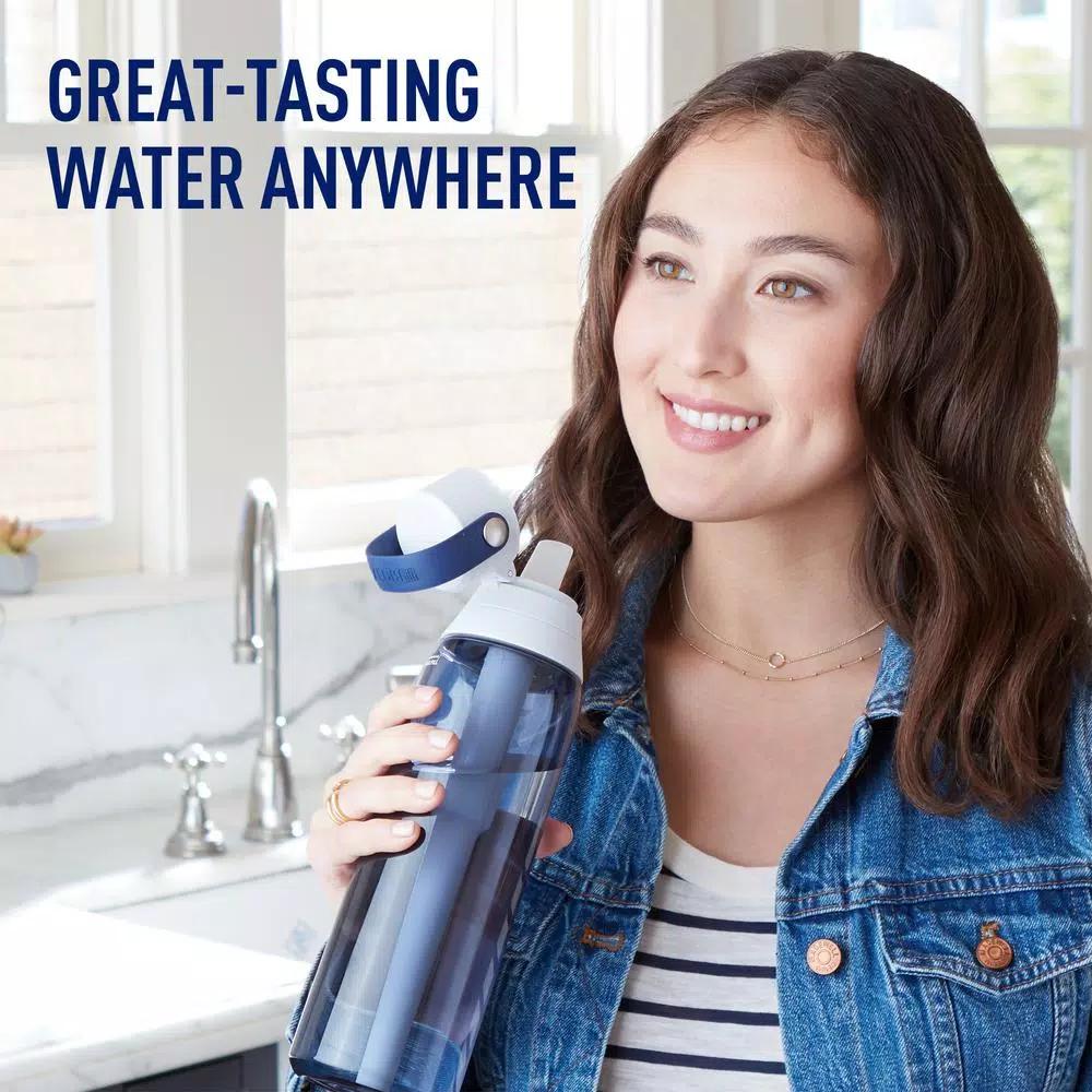 Brita 26 oz. Premium Filtering Water Bottle, Night Sky Blue, BPA-Free with 1 Filter
