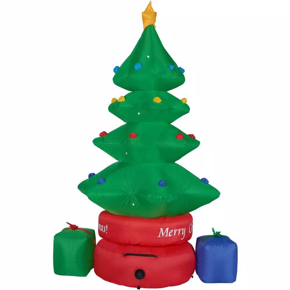 Fraser Hill Farm 6.5 ft. Animated Rotating Christmas Tree Inflatable with White Lights