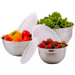 Ovente 3-Piece Stainless Steel Mixing Bowls Set with Lids thumbnail 1