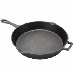 Bayou Classic 14 in. Pre-Seasoned Cast Iron Skillet with Pour Spouts and Helper Handle, Black thumbnail 2