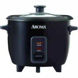 Aroma 6-Cup Rice Cooker and Food Steamer with Removable Steam Tray, Black thumbnail 1